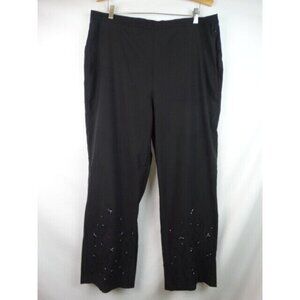 Style & Co Women's Pants Size 20W Black Floral Embellished Beaded Dress Pants